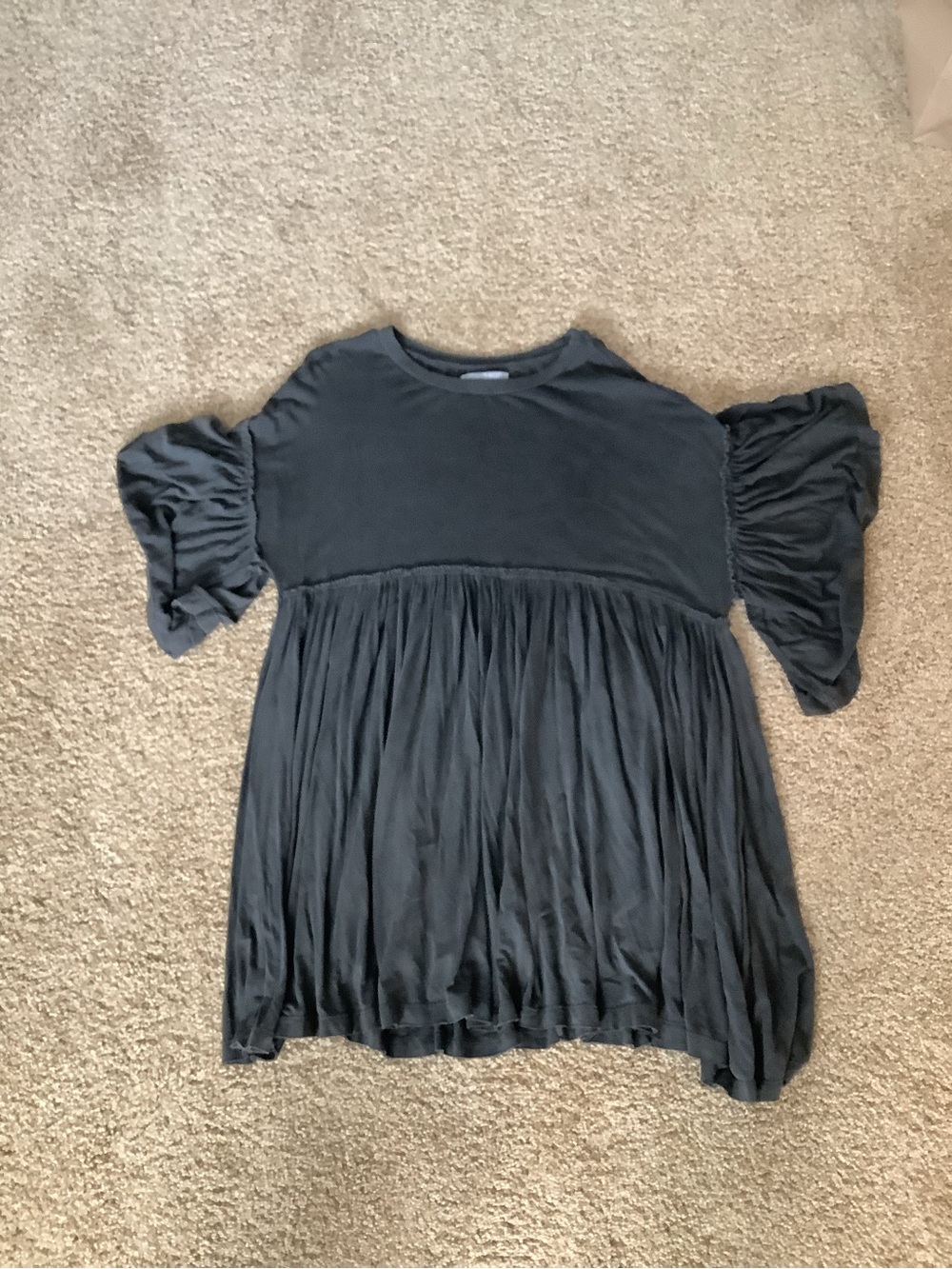 Urban Outfitters Black Ruffle-Sleeve Tiered Casual Dress